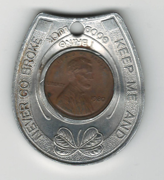 1980 Encased Lucky Penny Token Souvenir of U.S.S. Massachusetts