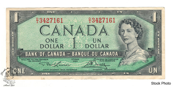 Canada: 1954 $1 Bank Of Canada Banknote Lawson-Bouey BC-37d Circulated