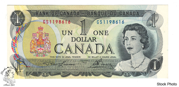 Canada: 1973 $1 Bank Of Canada Banknote Lawson-Bouey BC-46a 2 Letters UNC