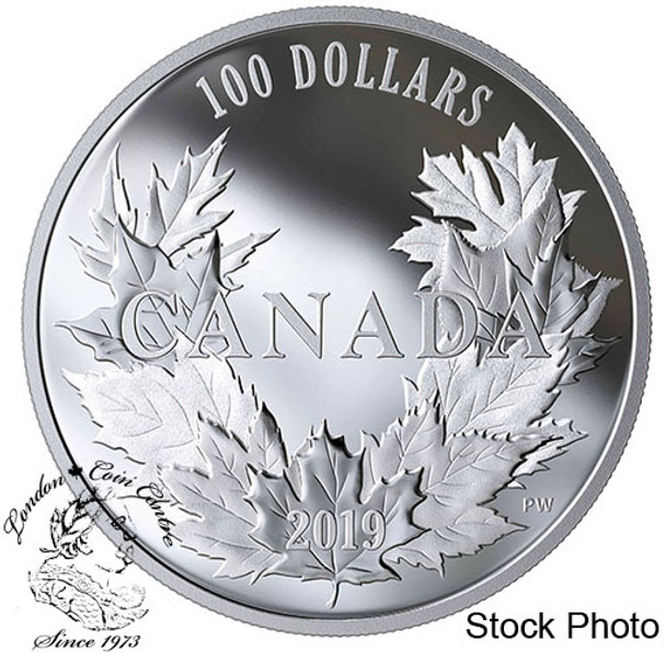 Canada: 2019 $100 Canadian Maples 10 oz. Pure Silver Coin