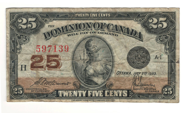 Canada: 1923 25 Cent Banknote Dominion of Canada DC-24c Lot#65