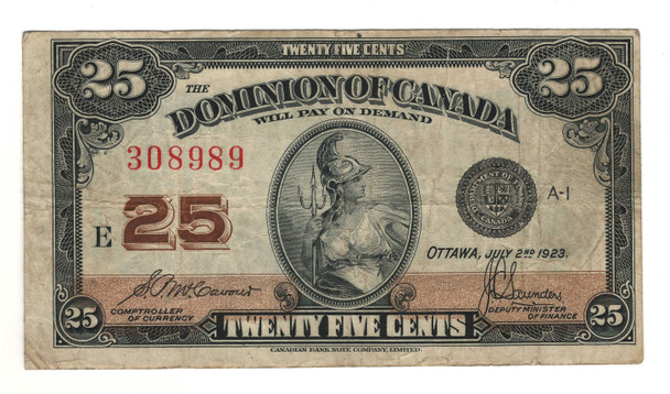 Canada: 1923 25 Cent Banknote Dominion of Canada DC-24c Lot#67