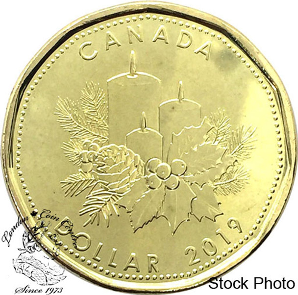 Canada: 2019 $1 Christmas Holiday Loonie with candles