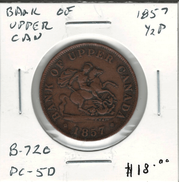 Bank of Upper Canada: 1857 Halfpenny PC-5D Lot#4