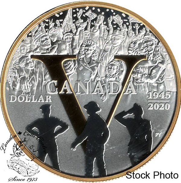 Canada: 2020 $1 75th Anniversary of V-E Day Proof Gold Plated Pure Silver Dollar