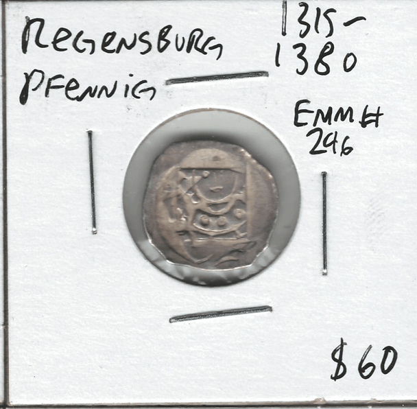 German States: Regensburg: 1315 - 1380 Pfennig