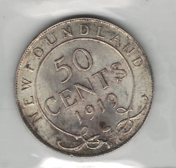 Canada: 1919C Newfoundland 50 Cent Silver ICCS MS64