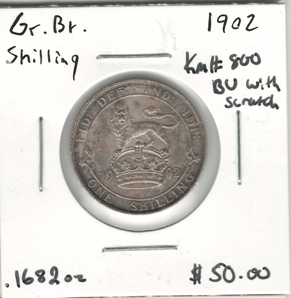 Great Britain: 1902 Shilling BU with Scratch