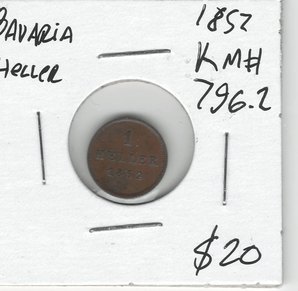 German States: Bavaria: 1852 Heller