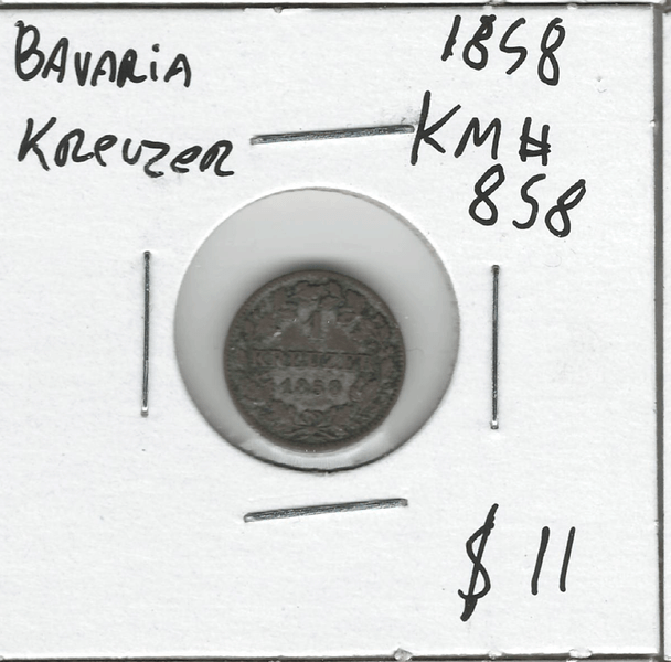 German States: Bavaria: 1858 Kreuzer