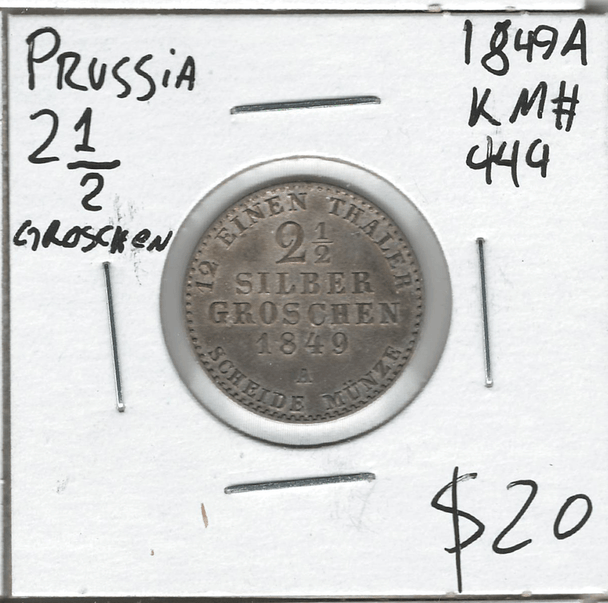 German States: Prussia: 1849A 2 1/2 Groschen