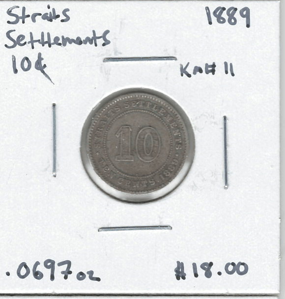 Straits Settlements: 1889 10 Cent Lot#2