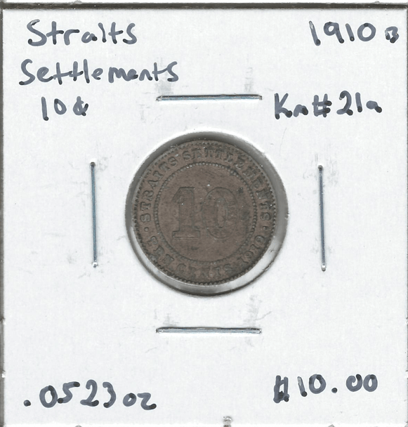 Straits Settlements: 1910B 5 Cent Lot#2