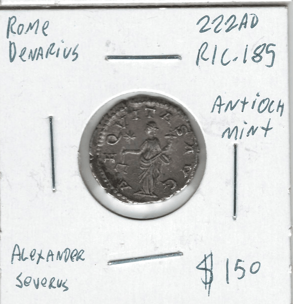 Roman: 222AD Denarius Alexander Severus Antioch Mint