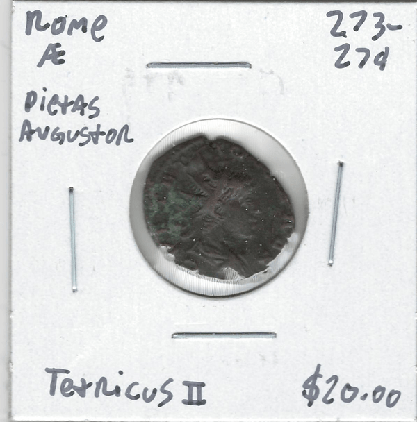 Roman: 273 - 274 AD AE Pietas Augustor Tetricus II