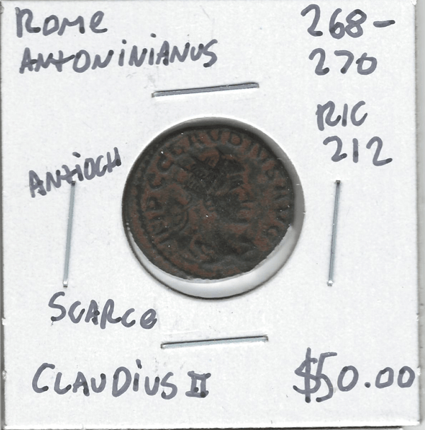 Roman: 268 - 270 AD Antoninianus Antioch Claudius II Scarce