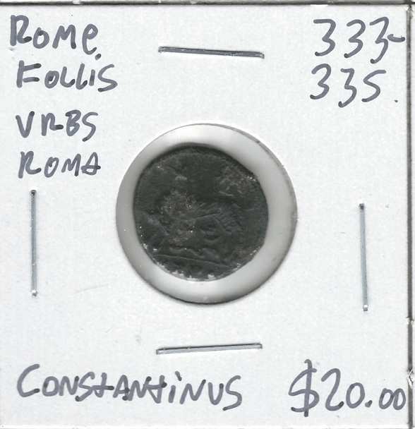Roman: 333 - 335 AD Follis VRBS Roma Constantinus #2