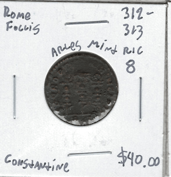 Roman: 312 - 313 AD Follis Arles Mint Constantine