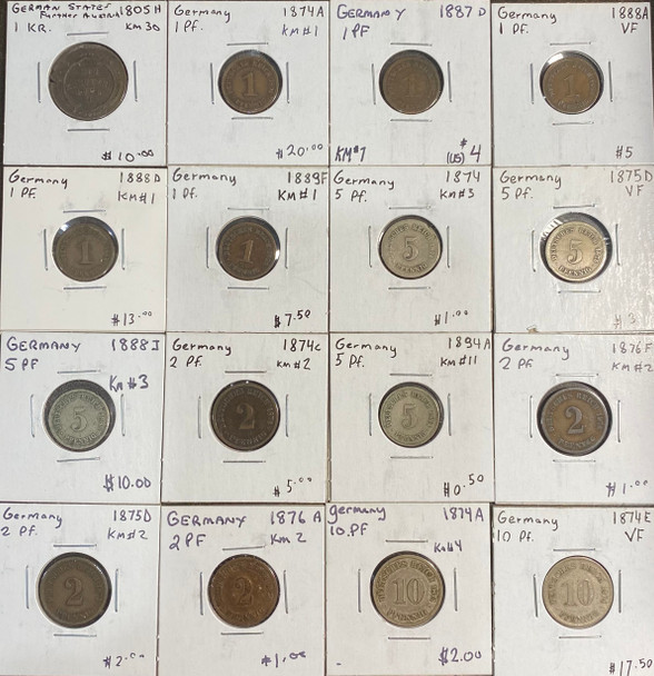 Germany: 1800s Coin Lot (16 Pieces)