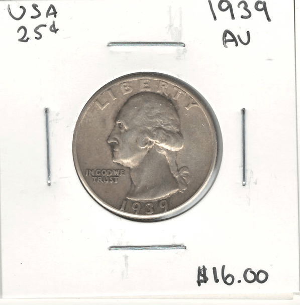 United States: 1939 25 Cent AU