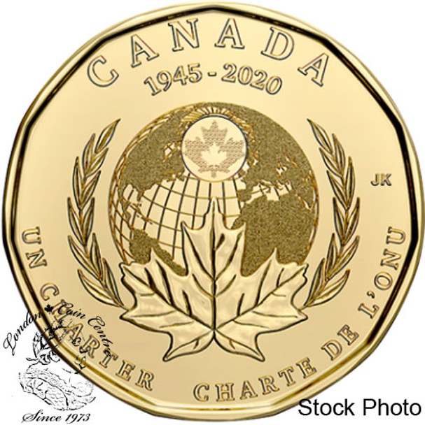 Canada: 2020 $1 75th Anniversary of the Signing of United Nations Charter Non-Coloured Loonie