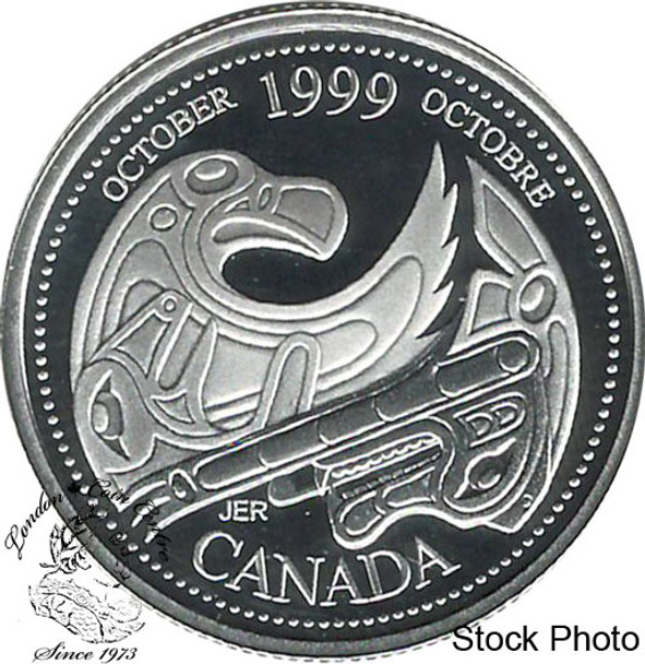 Canada: 1999 25 Cent October Sterling Silver Proof in 2x2