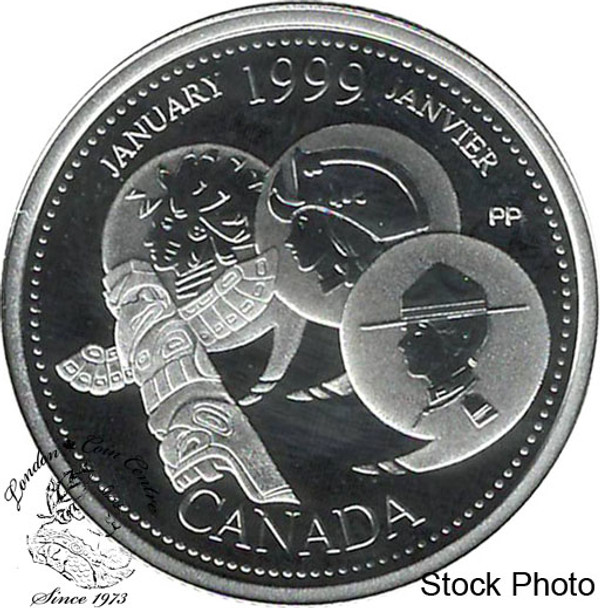 Canada: 1999 25 Cent January Sterling Silver Proof in 2x2