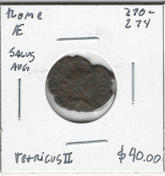 Roman: 270 - 274 AD AE Salus AVG Vetricus II