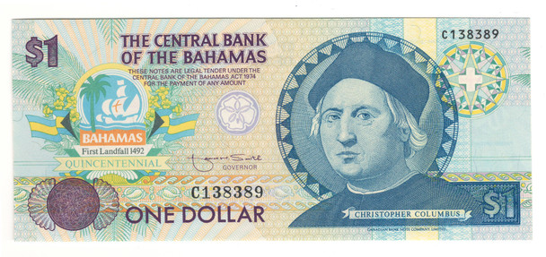 Bahamas: 1992 $1 Banknote P. 50