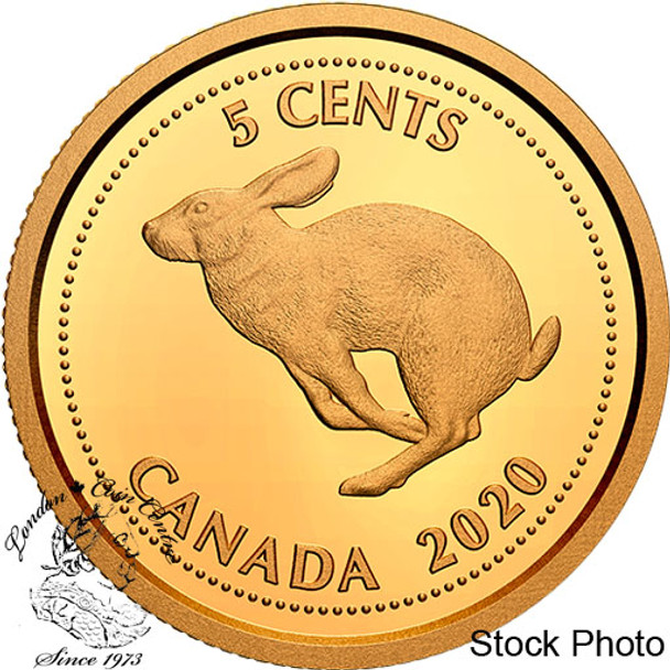 Canada: 2020 5 Cents Tribute to Alex Colville: 1967 Nickel 1/10th oz. Pure Gold Coin