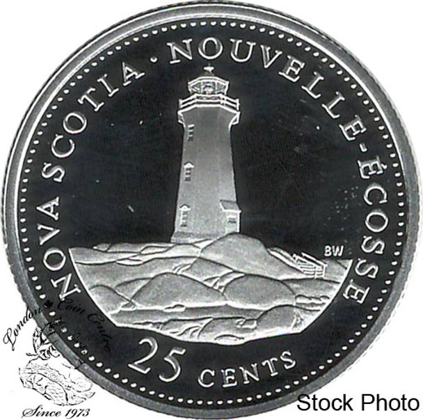 Canada: 1992 25 Cent Nova Scotia Proof Sterling Silver Coin in 2x2