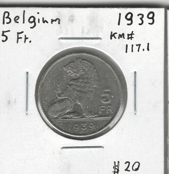 Belgium: 1939 5 Francs
