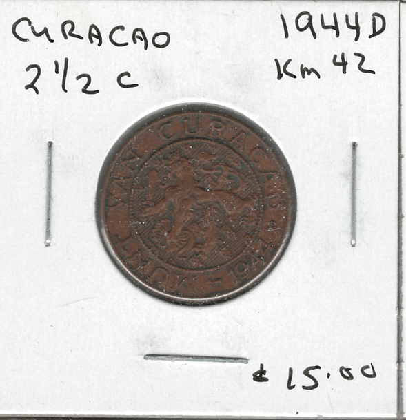 Curacao: 1944D 2 1/2 Cents Lot#2