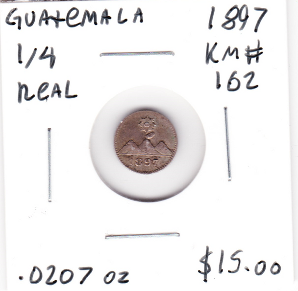 Guatemala: 1897 Silver 1/4 Real
