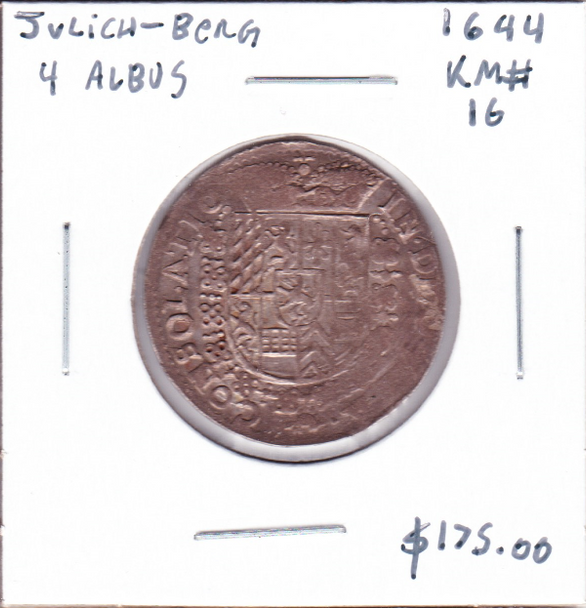 Julich-Berg German States: 1644 Silver 4 Albus
