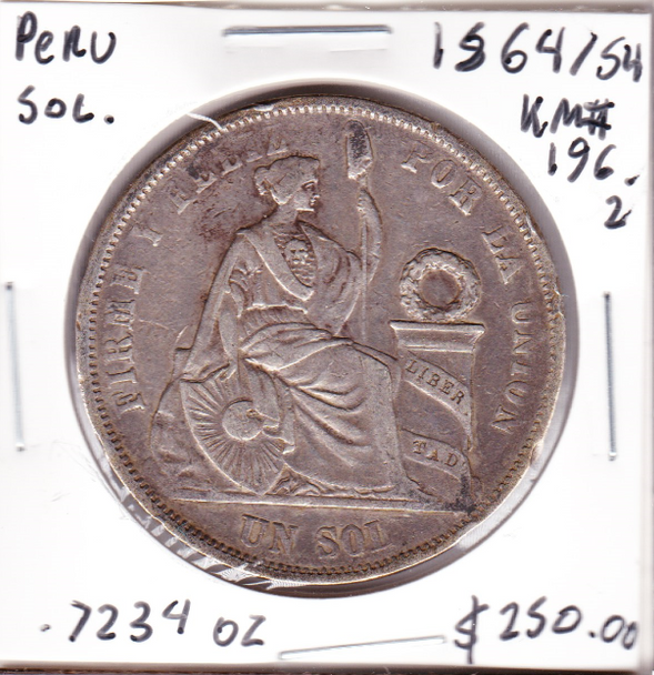 Peru: 1864/54 Silver Sol Rare Keydate