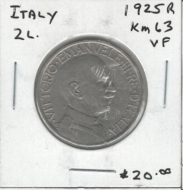 Italy: 1925R 2 Lire VF