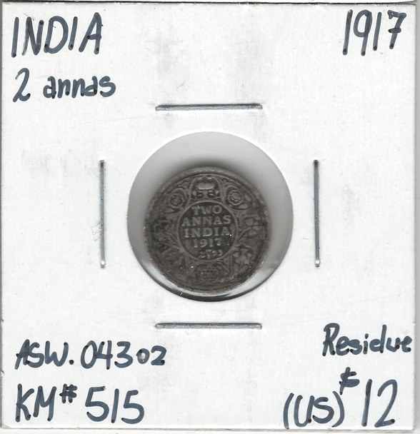 India: 1917 2 Annas Lot#2