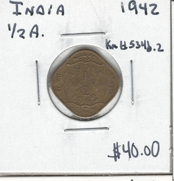 India: 1942 1/2 Annas