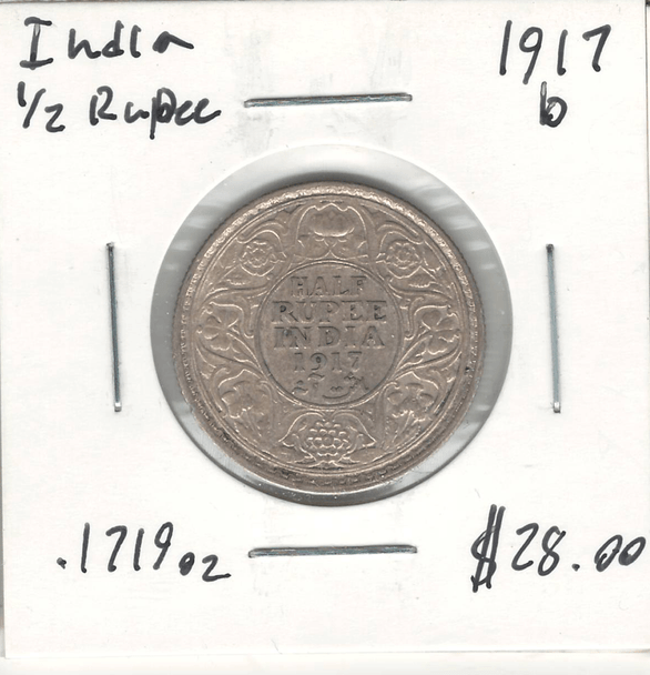 India: 1917b 1/2 Rupee
