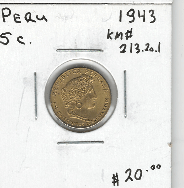 Peru: 1943 5 Centavos