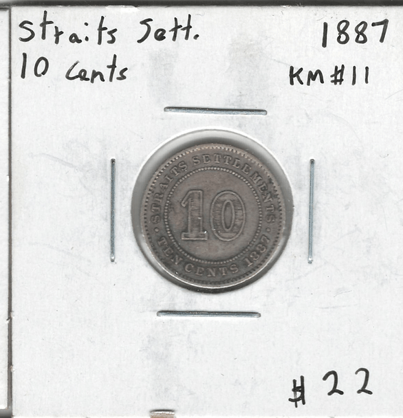 Straits Settlements: 1887 10 Cents Lot#2