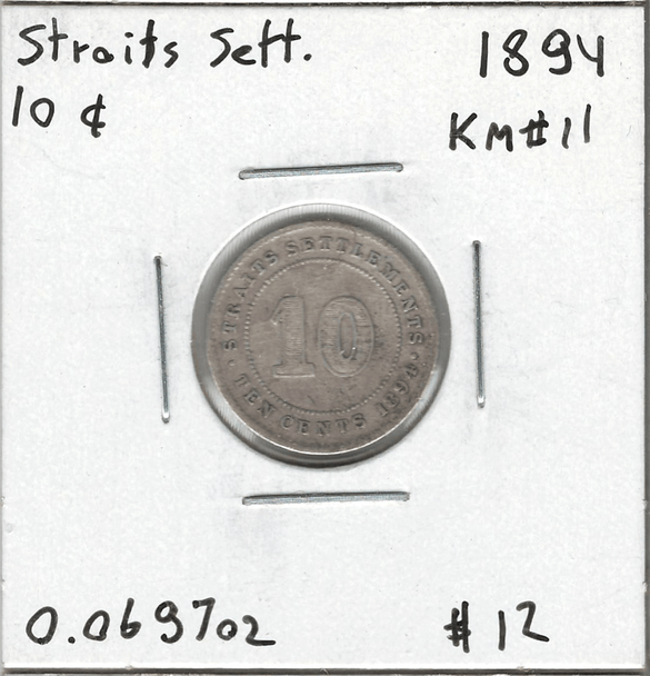 Straits Settlements: 1894 10 Cents