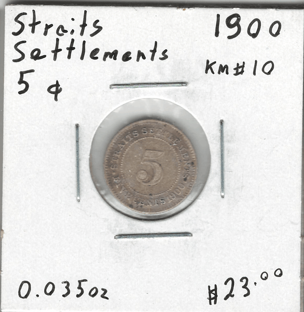 Straits Settlements: 1900 5 Cents