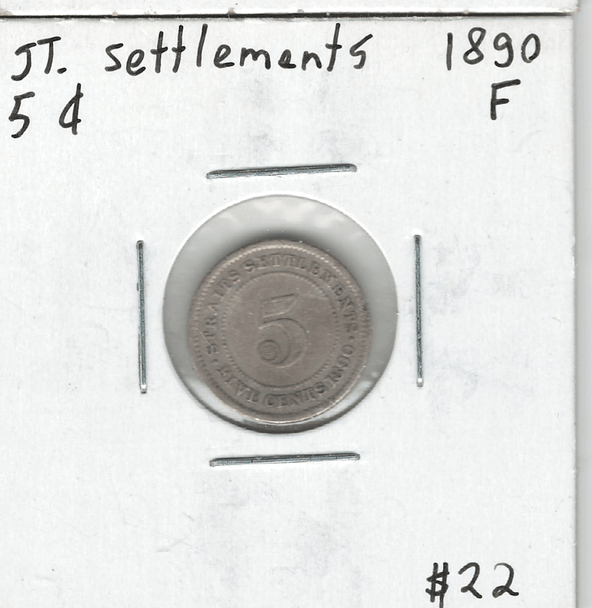 Straits Settlements: 1890 5 Cents F