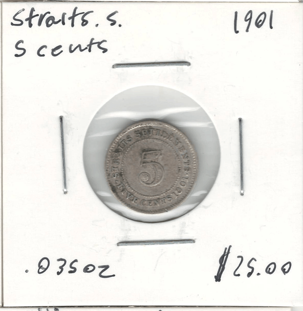 Straits Settlements: 1901 5 Cents Lot#2