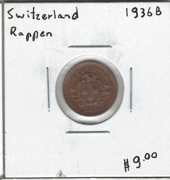 Switzerland: 1936B 1 Rappen