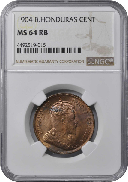 British Honduras: 1904 Cent NGC MS64 RB