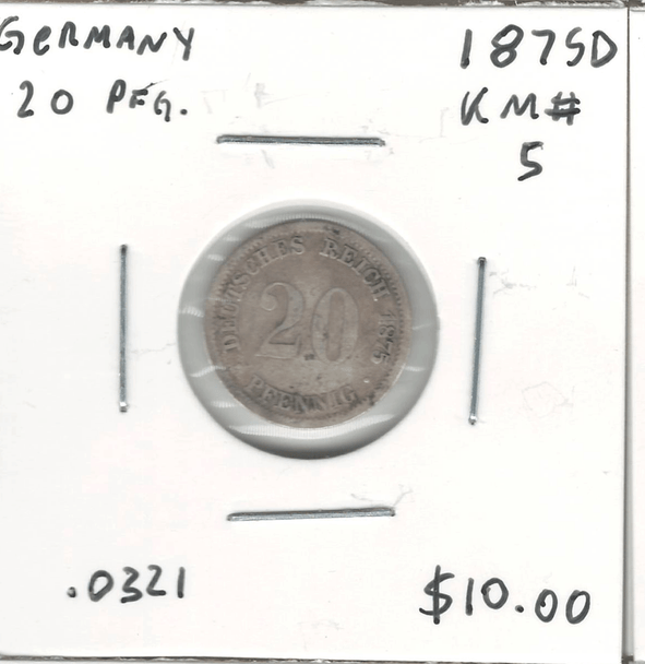 Germany: 1875D 20 Pfennig