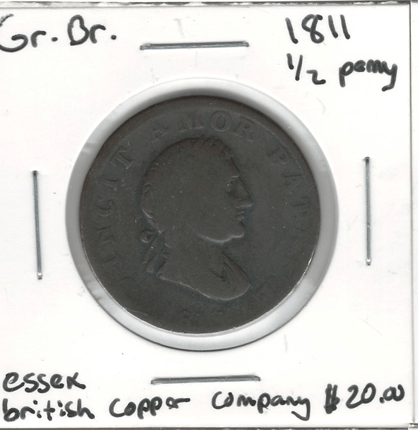 Great Britain: 1811 Half Penny Essex British Copper Company